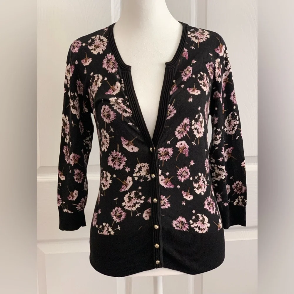 WHITE HOUSE BLACK MARKET Women’s Black with Purple Pink Floral Size: XS